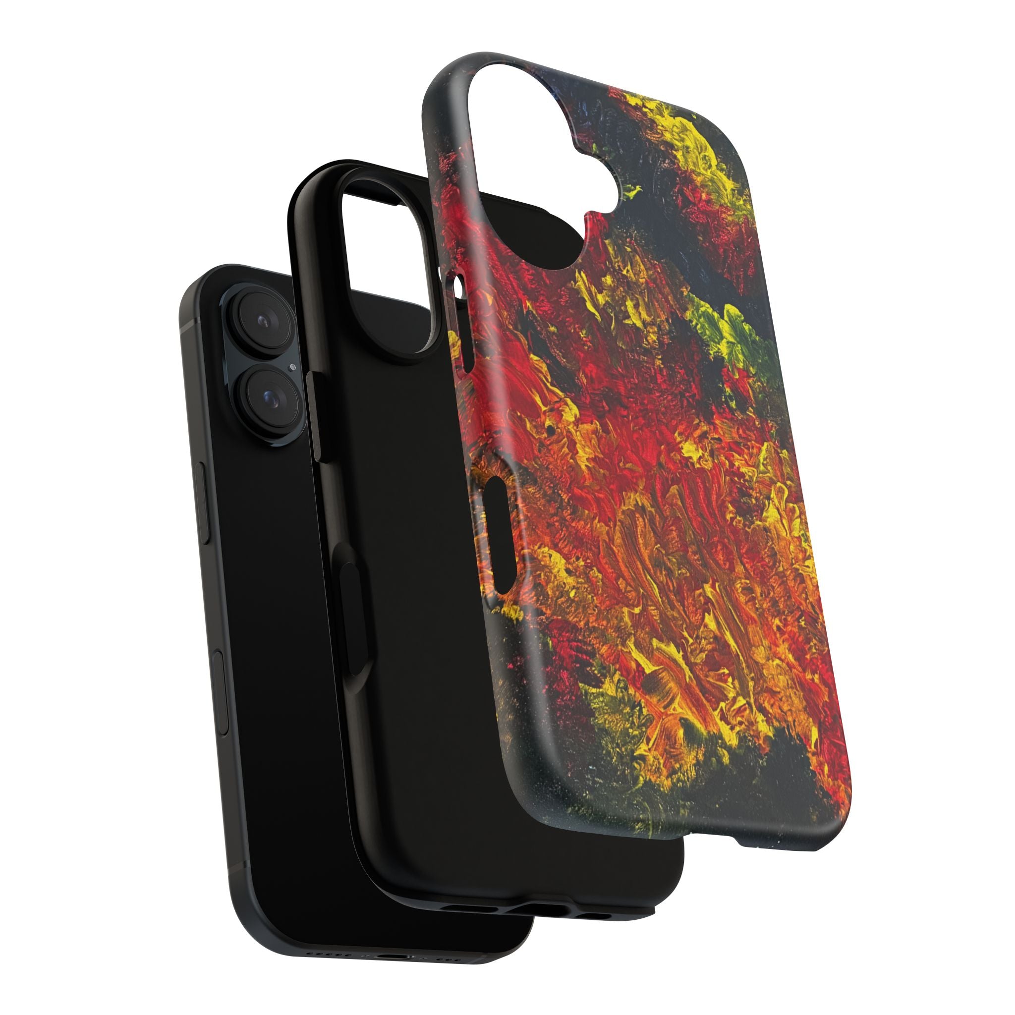 Khaos’s Ember 
Abstract Firestorm IPhone 16 Phone Case — Durable Red & Yellow Art Protective Cover