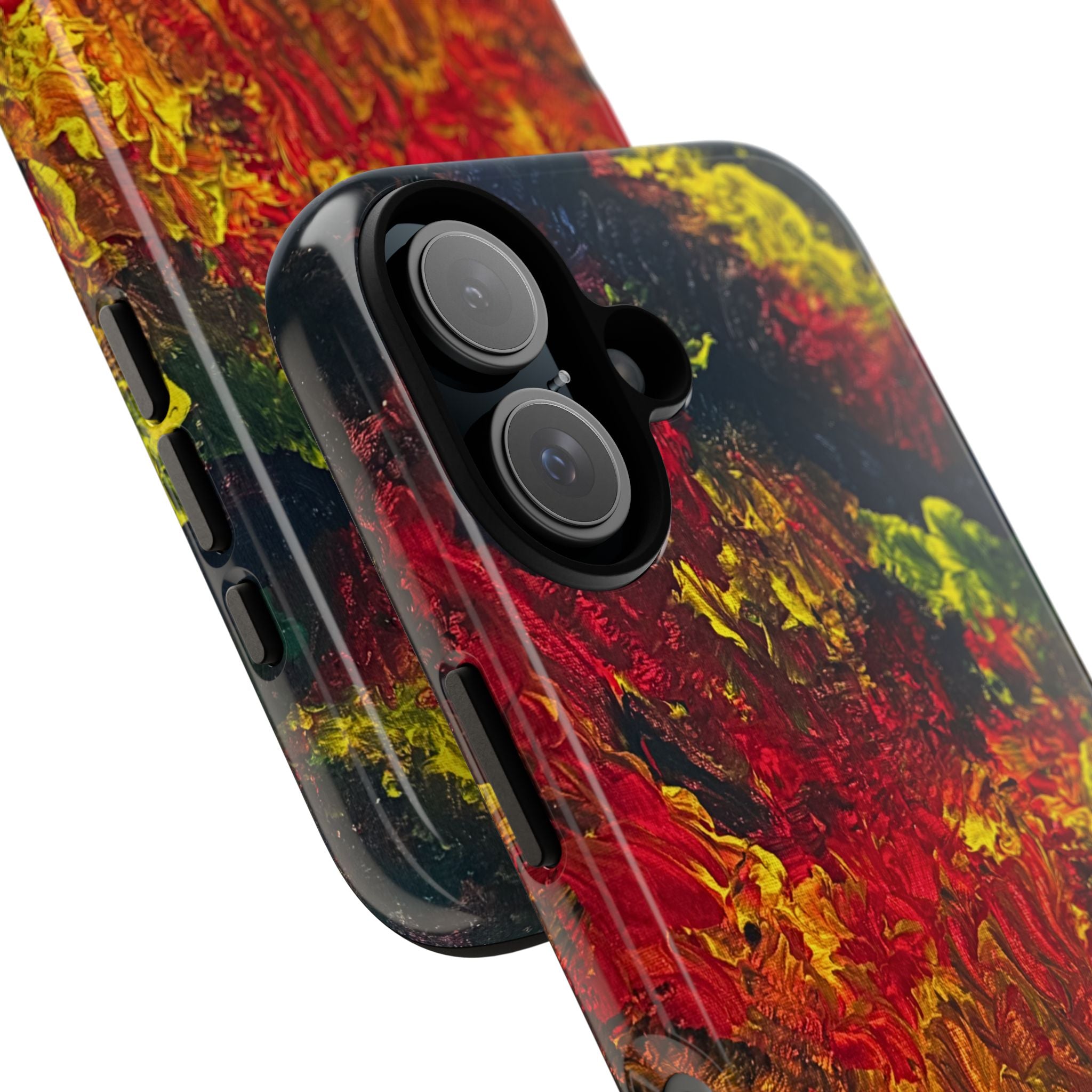 Khaos’s Ember 
Abstract Firestorm IPhone 16 Phone Case — Durable Red & Yellow Art Protective Cover