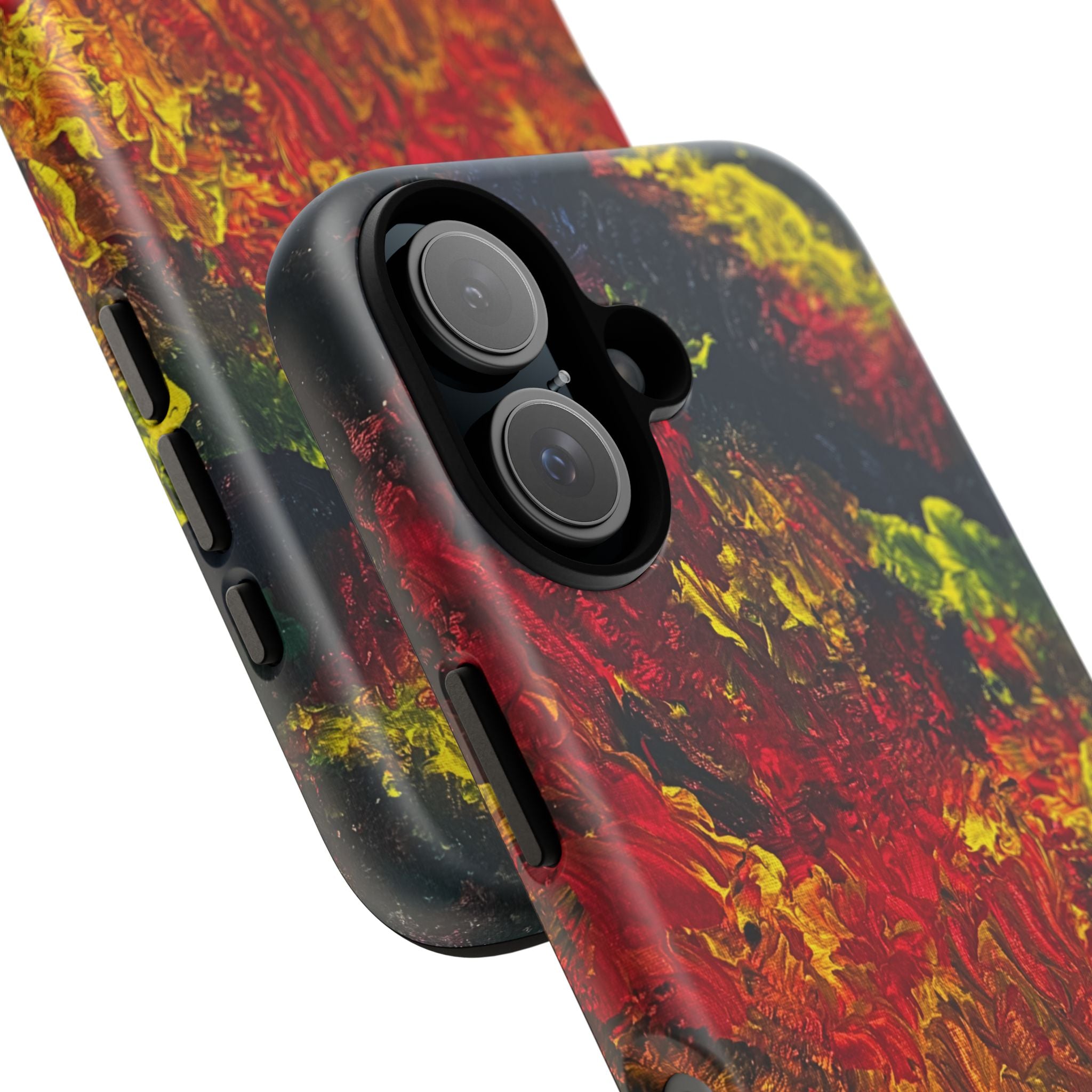 Khaos’s Ember 
Abstract Firestorm IPhone 16 Phone Case — Durable Red & Yellow Art Protective Cover